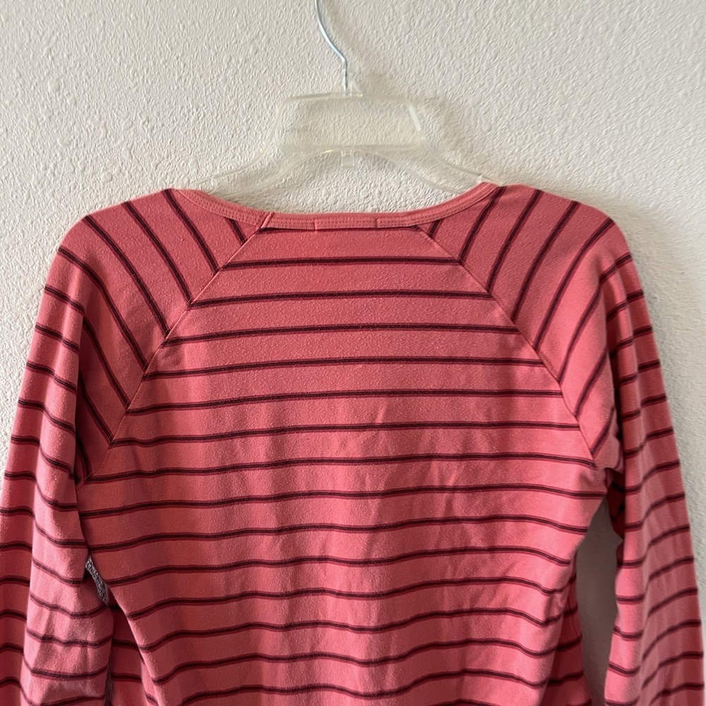 Vintage Y2K Gap Women's T-Shirt Size L Long Sleeve Scoop Neck Striped Pink - Picture 8 of 13
